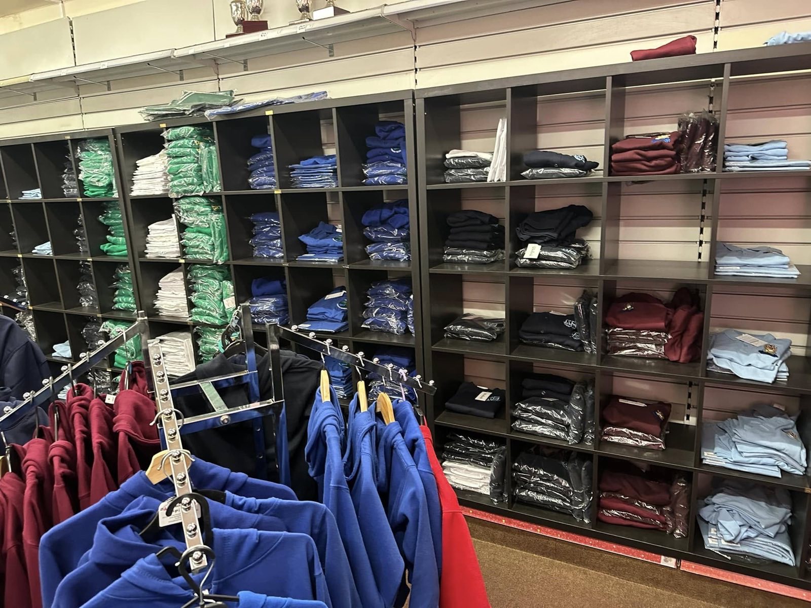 Club kit shirts on display
