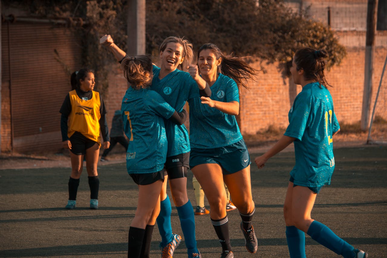 Teammates celebrating together