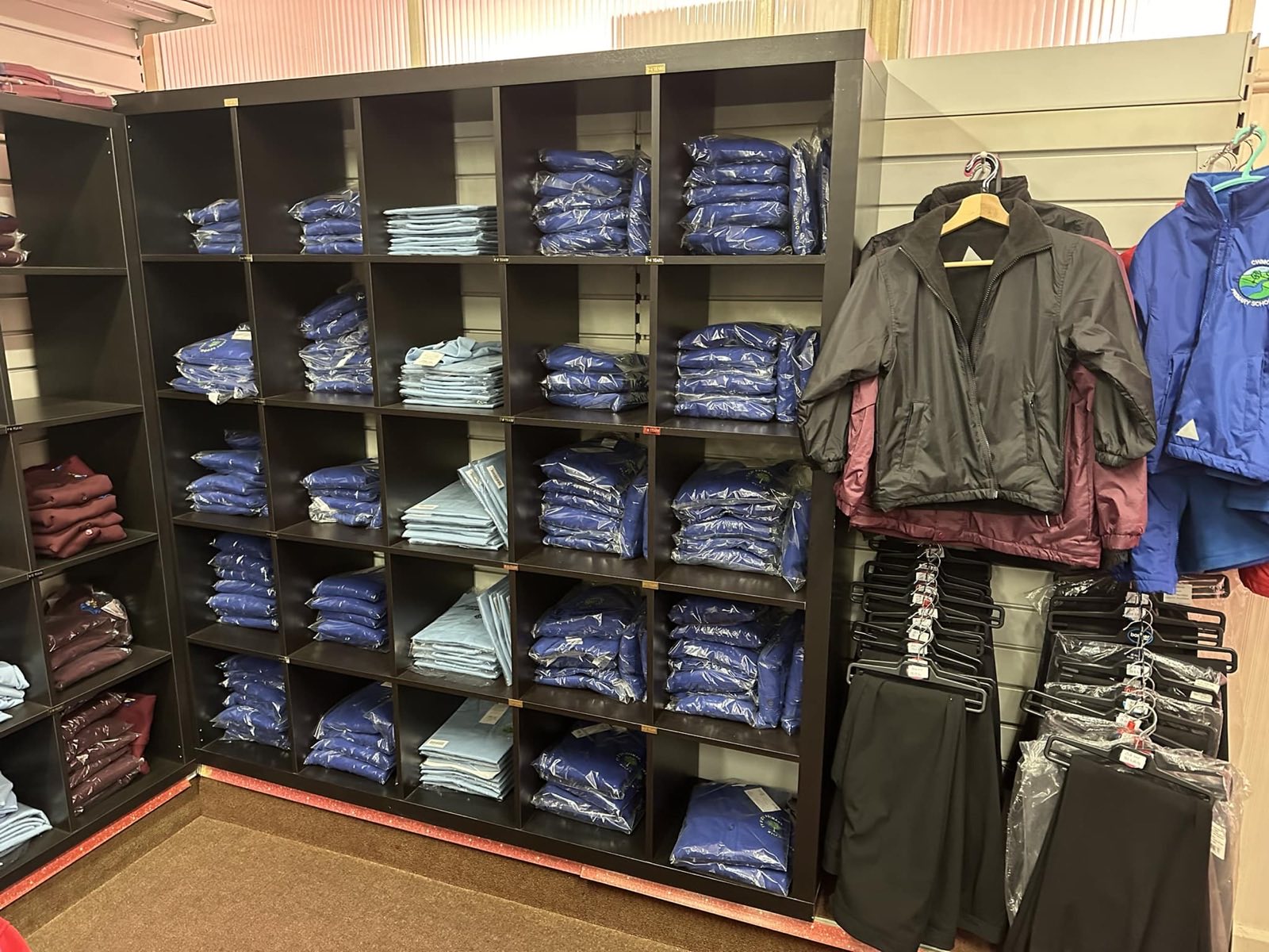 Club and school kits on display at Morgan Sports